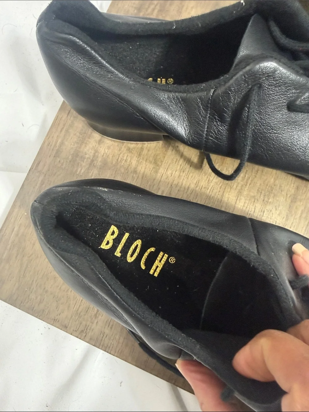 Bloch Black Leather Lace-Up Dance Flats